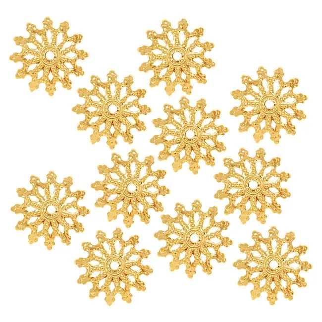 22K Gold Plated Ornate Bead Cap Decorative Washer 1.5x12mm (50 pcs)