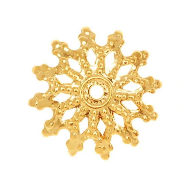 22K Gold Plated Ornate Bead Cap Decorative Washer 1.5x12mm (50 pcs)