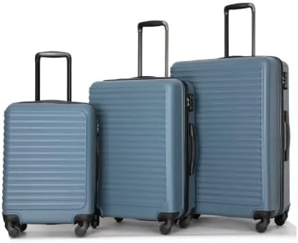 3 Piece Lightweight Luggage Set with 360 Spinner Wheels & TSA Lock, Nesting Suitcases 20/24/28 Inch for Travel, 2 Hooks & Expandable Storage, Blue