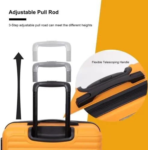 3 Piece Lightweight Luggage Set with 360 Spinner Wheels & TSA Lock, Nesting Suitcases 20/24/28 Inch for Travel, 2 Hooks & Expandable Storage, Orange