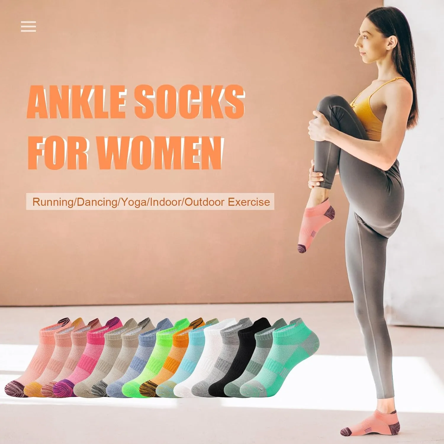 American Trends Womens Athletic Workout No Show Socks - Cushioned Low Cut 5 Pairs Size 5-9