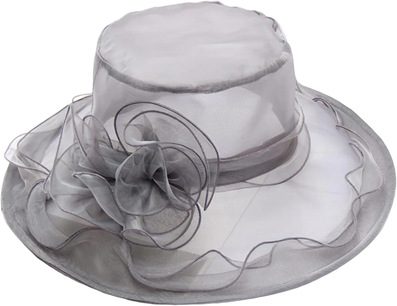 Awoscut Women's Elegant Flower Organza Sun Hat Breathable Summer Wide Brim Visor Caps for Seaside Beach Party Outdoor