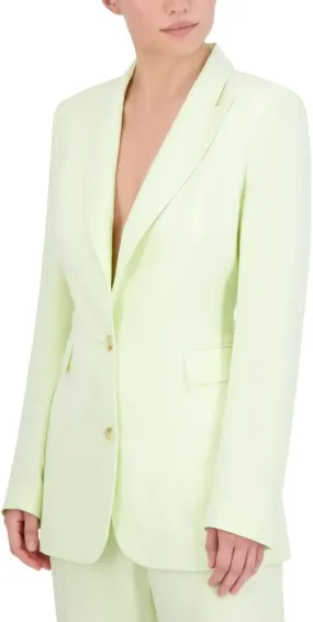 BCBGMAXAZRIA Women's Long Sleeve V Neck Single Breasted Blazer Jacket, Jade