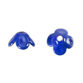 Bead Cap, Alpine Flower 10mm, Enameled Brass Marine Blue, by Gardanne Beads (1 Piece)