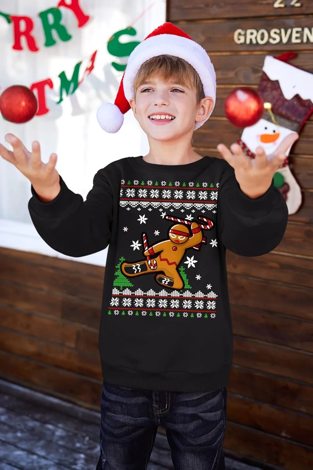 BesserBay Kid's Christmas Ugly Santa Claus Sweatshirt 4-14 Years
