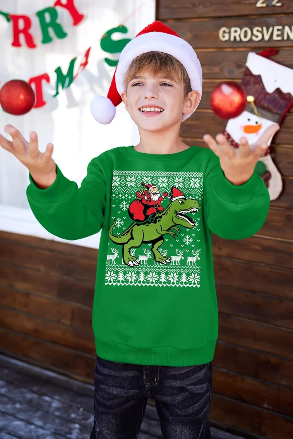 BesserBay Kid's Christmas Ugly Santa Claus Sweatshirt 4-14 Years