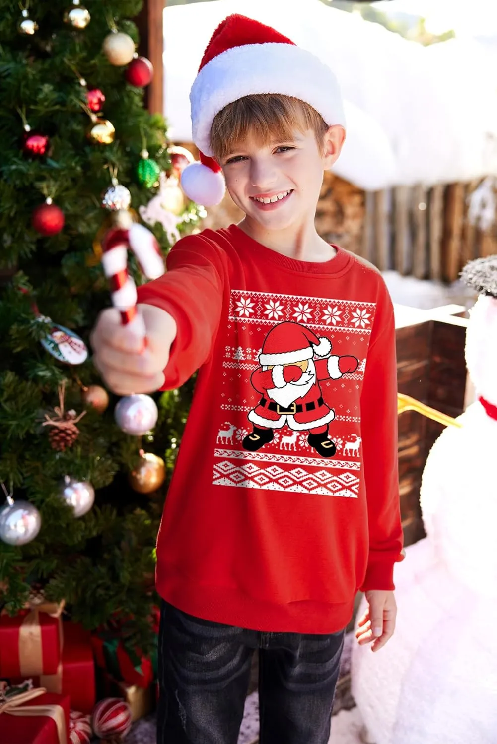 BesserBay Kid's Christmas Ugly Santa Claus Sweatshirt 4-14 Years