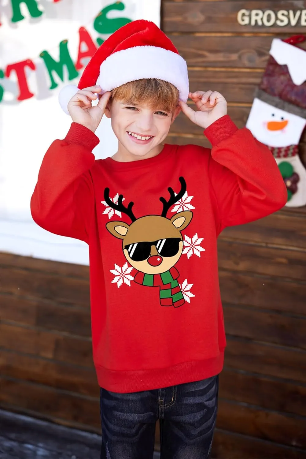 BesserBay Kid's Christmas Ugly Santa Claus Sweatshirt 4-14 Years