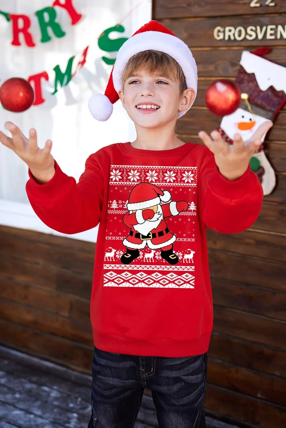 BesserBay Kid's Christmas Ugly Santa Claus Sweatshirt 4-14 Years