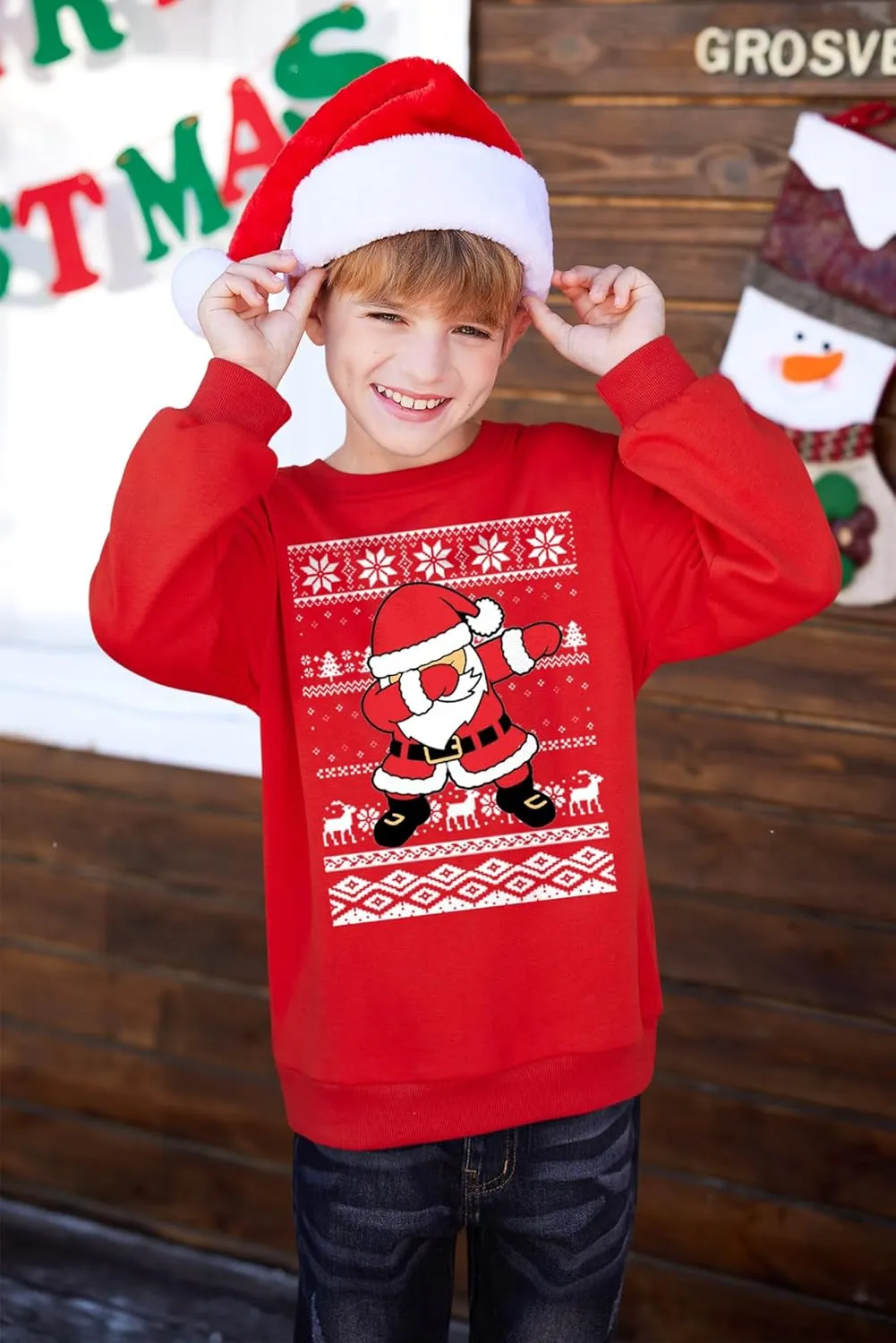 BesserBay Kid's Christmas Ugly Santa Claus Sweatshirt 4-14 Years