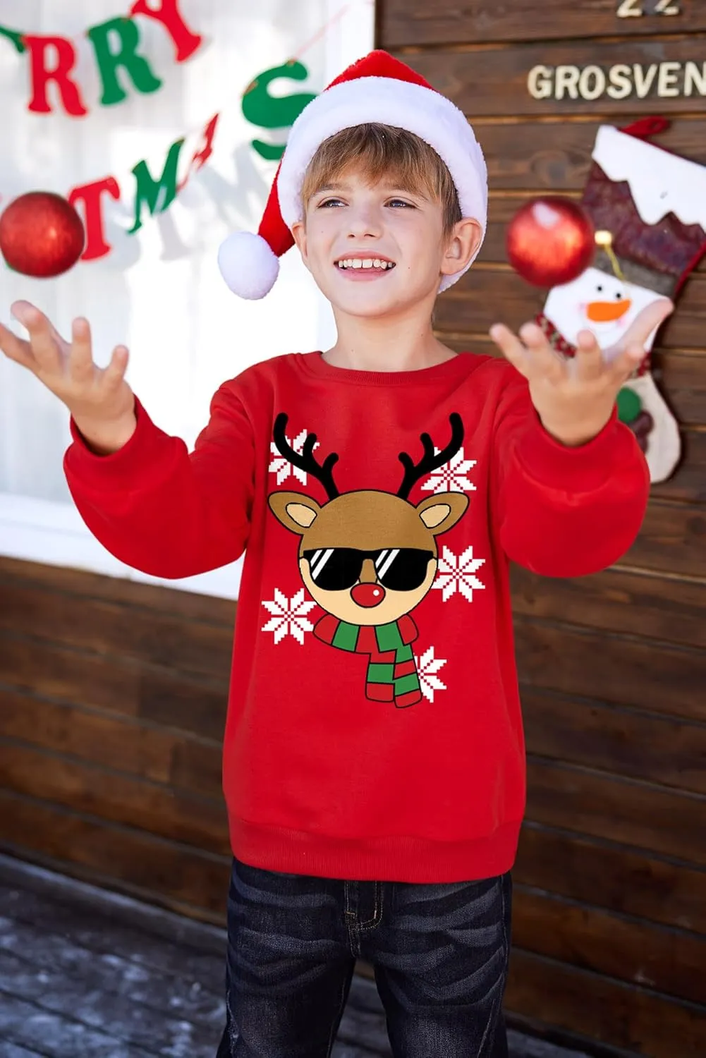 BesserBay Kid's Christmas Ugly Santa Claus Sweatshirt 4-14 Years