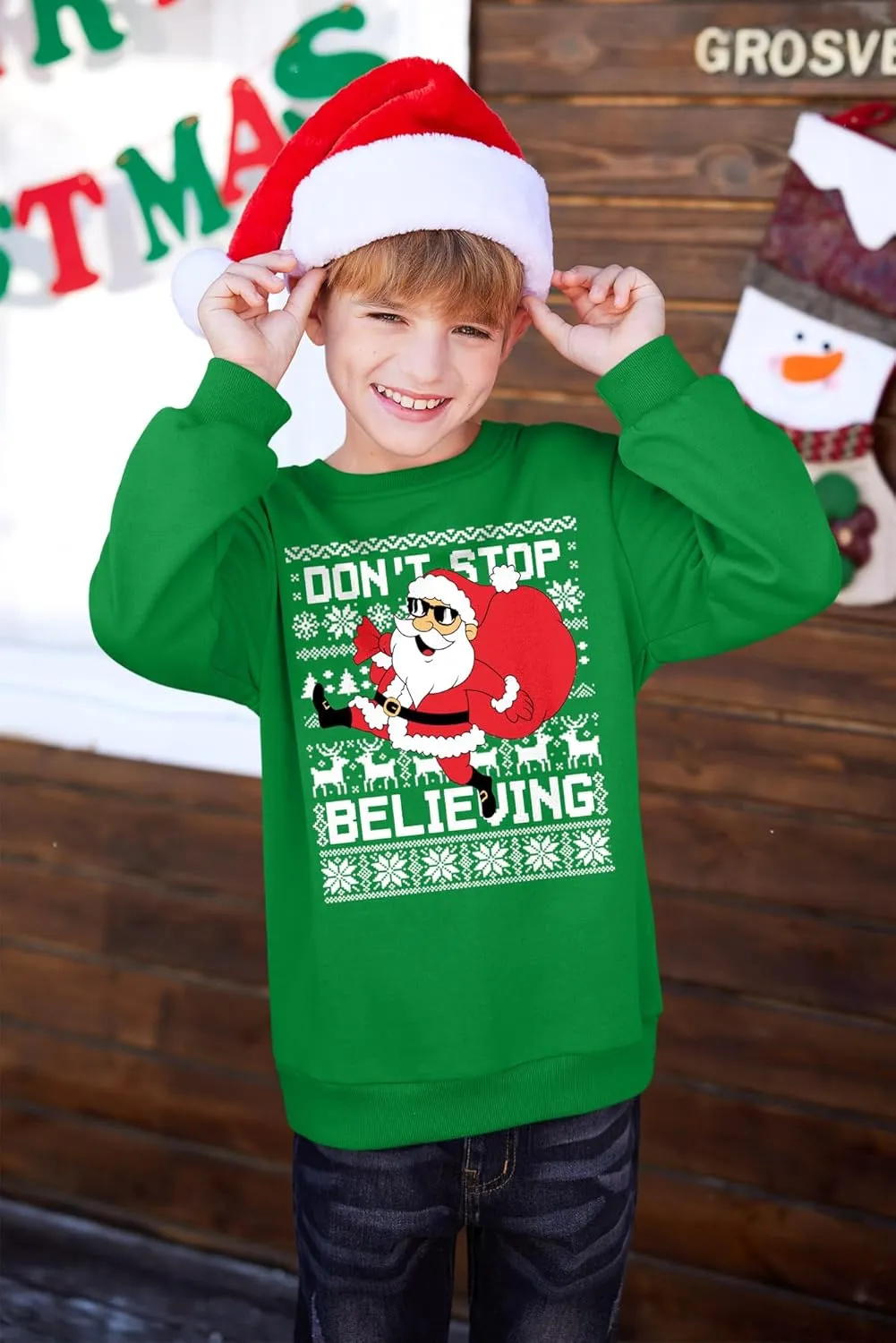 BesserBay Kid's Christmas Ugly Santa Claus Sweatshirt 4-14 Years