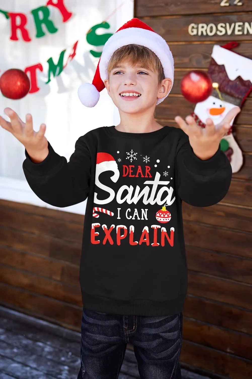 BesserBay Kid's Christmas Ugly Santa Claus Sweatshirt 4-14 Years