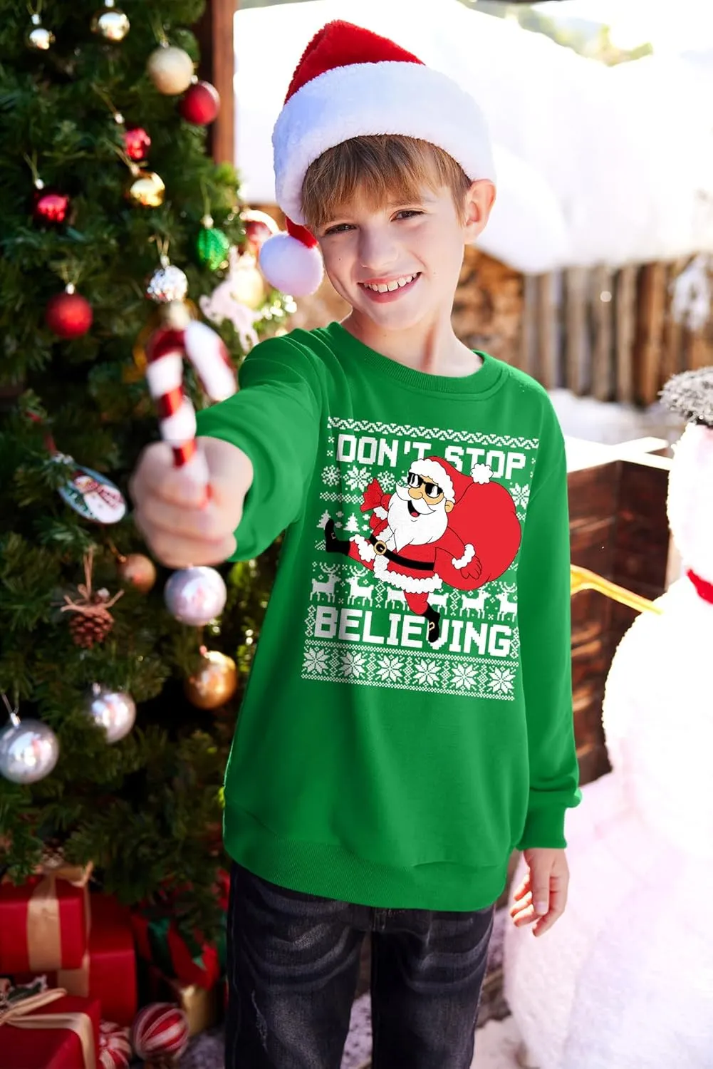 BesserBay Kid's Christmas Ugly Santa Claus Sweatshirt 4-14 Years