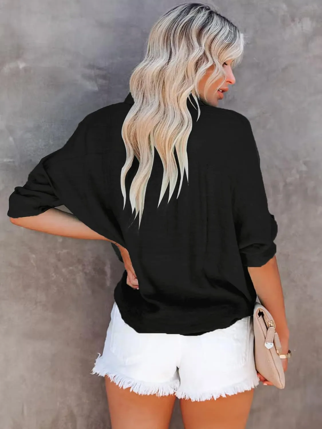 Breezy Lane Button Down Shirt for Women Beach Cover Up Long Sleeve Blouses
