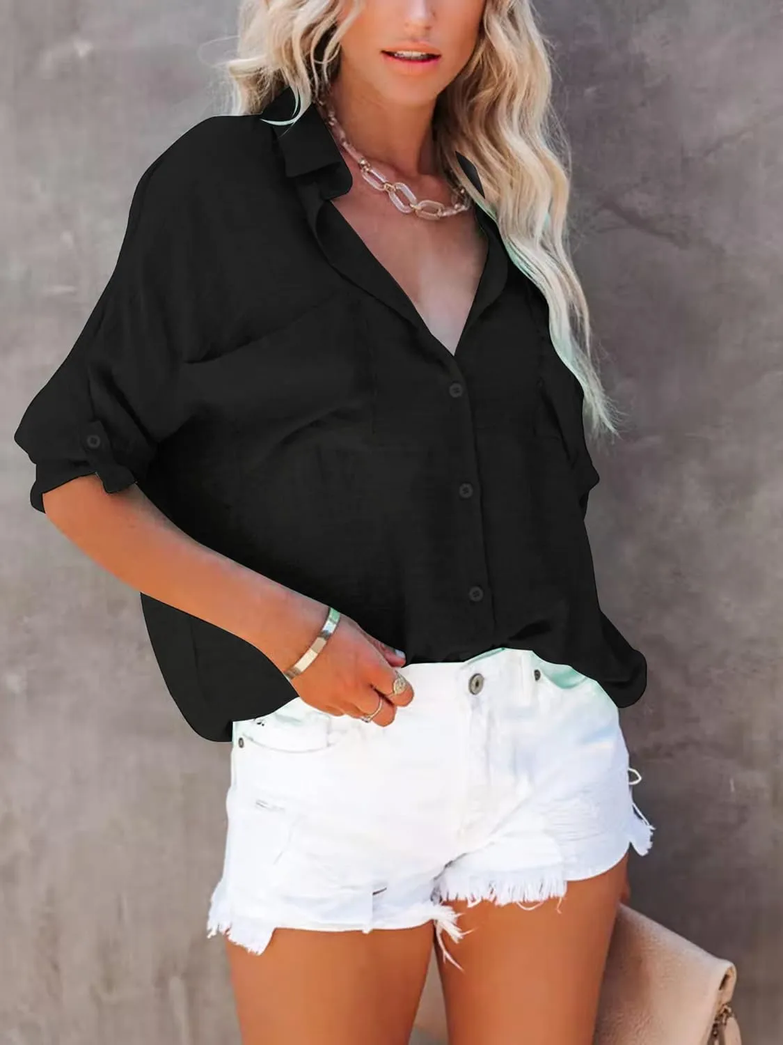 Breezy Lane Button Down Shirt for Women Beach Cover Up Long Sleeve Blouses