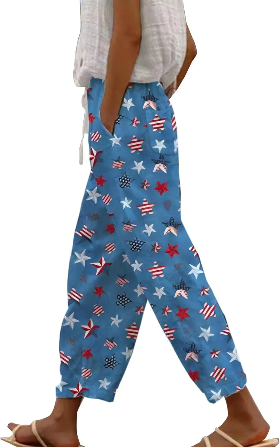 Breezy Linen Pants Women Side Split Hem Wide Leg Beach Trousers with Hidden Pocket Summer 2025