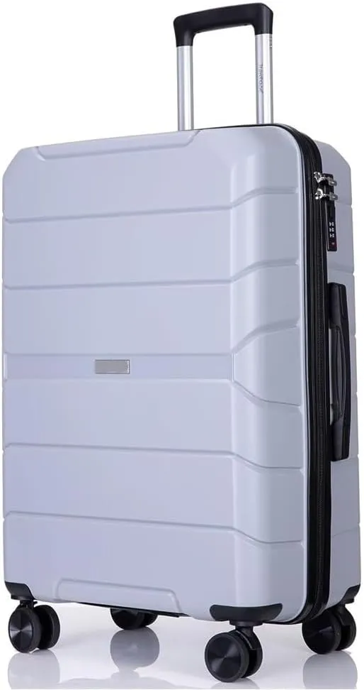 Carry-on Suitcase Luggage Luggage With Wheel PP Luggage Sets Lightweight Suitcase With TSA Lock Travel Luggage Carry-on Suitcases Carry On Luggages (Color : Silver, Size : 20in)