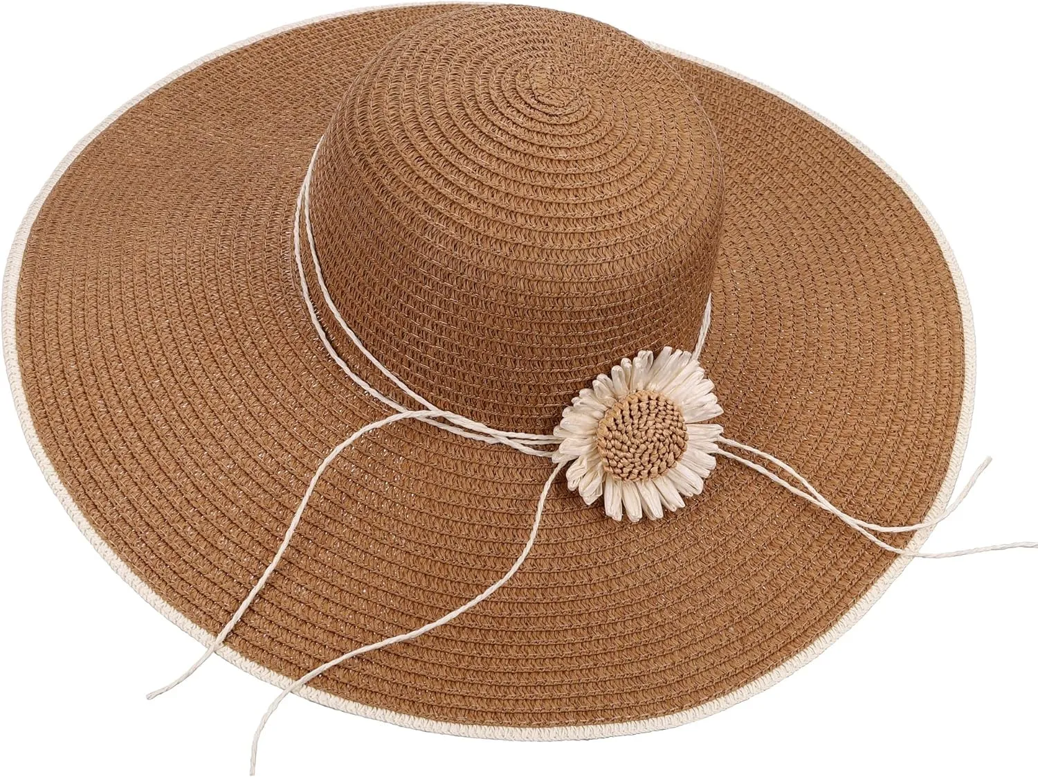 CHIC DIARY Womens Wide Brim Straw Hat Floppy Derby Hat Large Brim Beach Straw Sun Cap UPF 50 