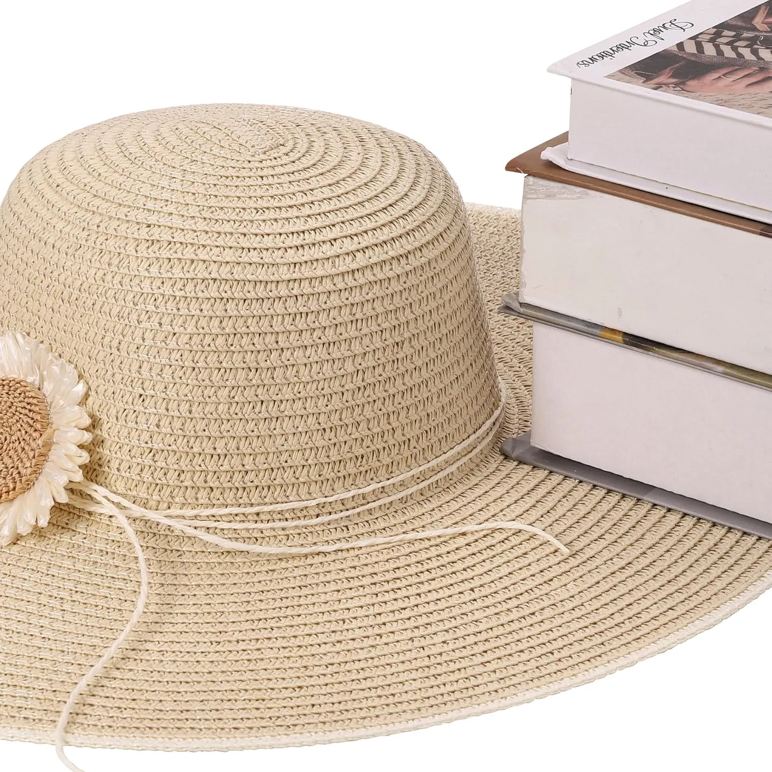 CHIC DIARY Womens Wide Brim Straw Hat Floppy Derby Hat Large Brim Beach Straw Sun Cap UPF 50 