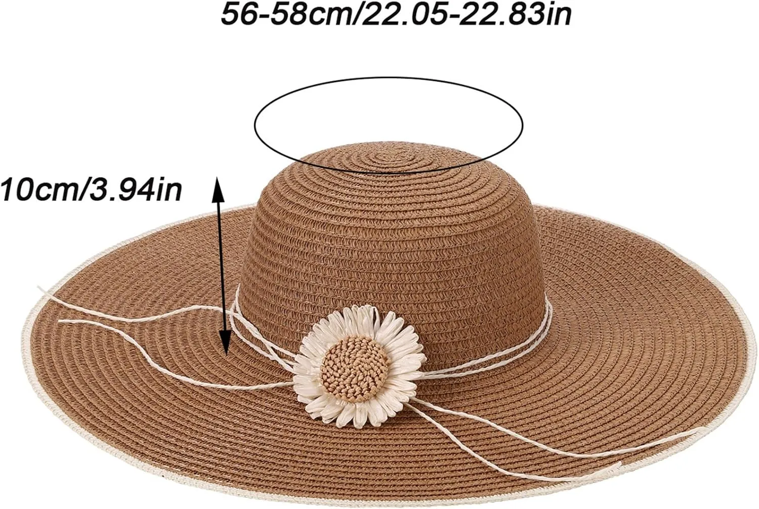 CHIC DIARY Womens Wide Brim Straw Hat Floppy Derby Hat Large Brim Beach Straw Sun Cap UPF 50 