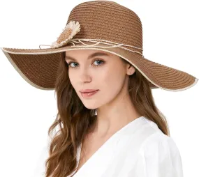 CHIC DIARY Womens Wide Brim Straw Hat Floppy Derby Hat Large Brim Beach Straw Sun Cap UPF 50 