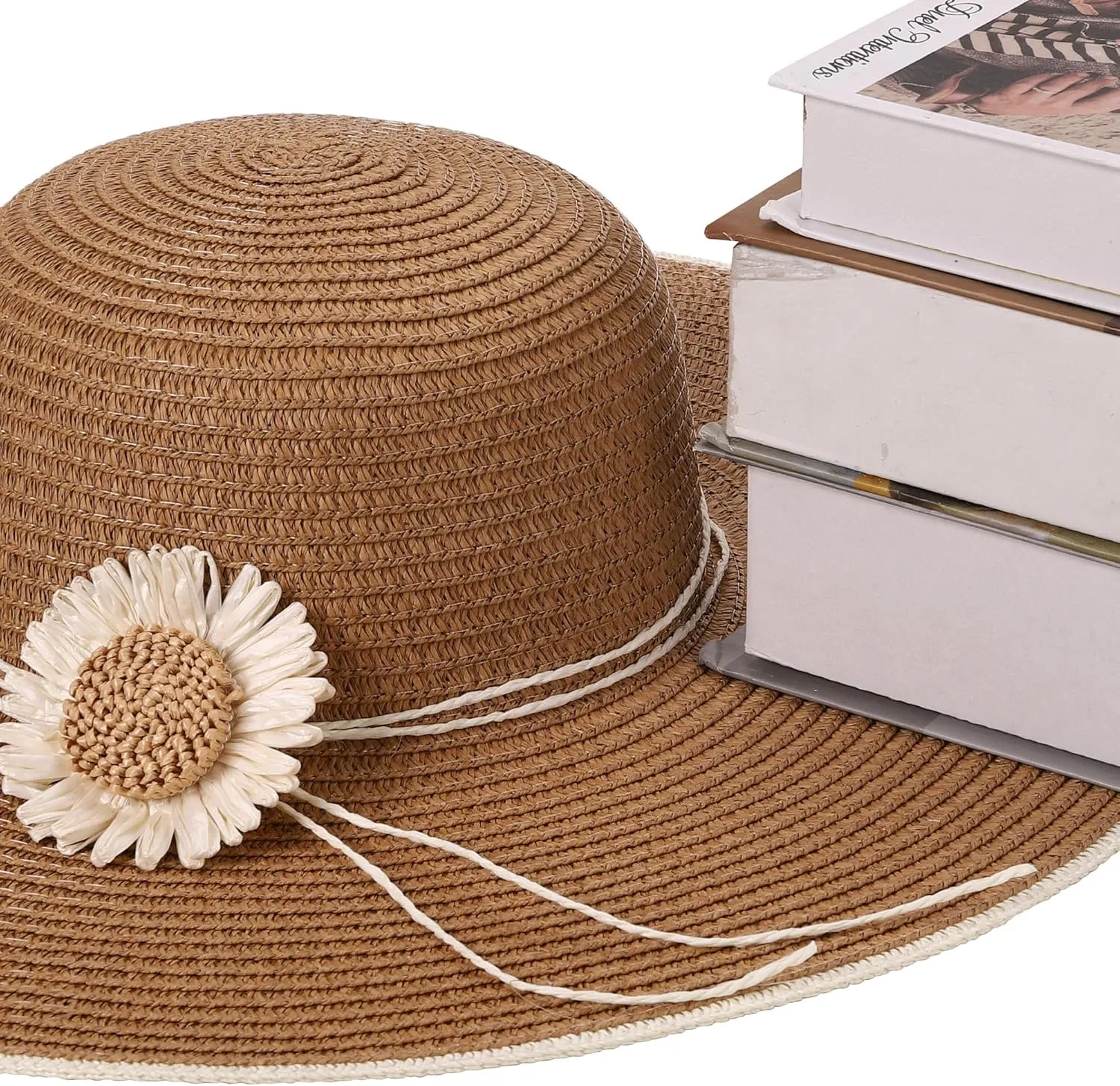 CHIC DIARY Womens Wide Brim Straw Hat Floppy Derby Hat Large Brim Beach Straw Sun Cap UPF 50 