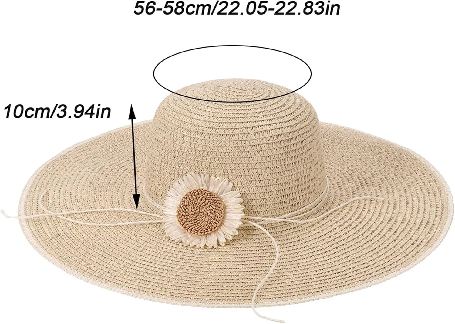 CHIC DIARY Womens Wide Brim Straw Hat Floppy Derby Hat Large Brim Beach Straw Sun Cap UPF 50 