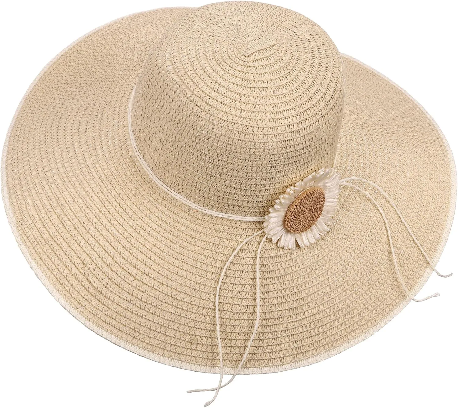 CHIC DIARY Womens Wide Brim Straw Hat Floppy Derby Hat Large Brim Beach Straw Sun Cap UPF 50 