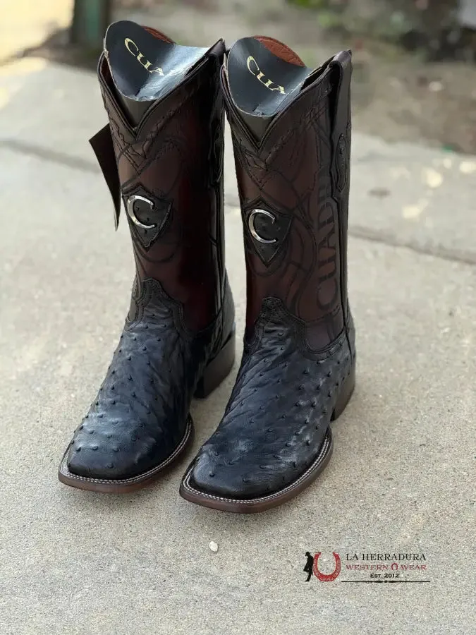 CUADRA BOOT OSTRICH NEGRO SQUARE TOE