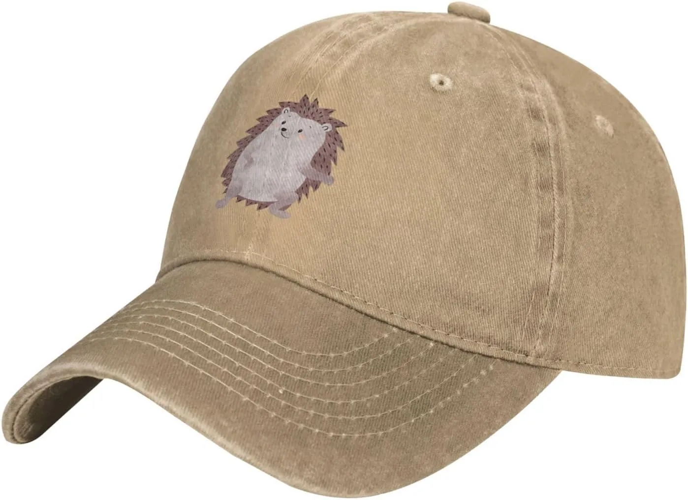 Cute Hedgehog Distressed Adjustable Washed Denim Mens Dad Trucker Hat Baseball Ball Cap for Men