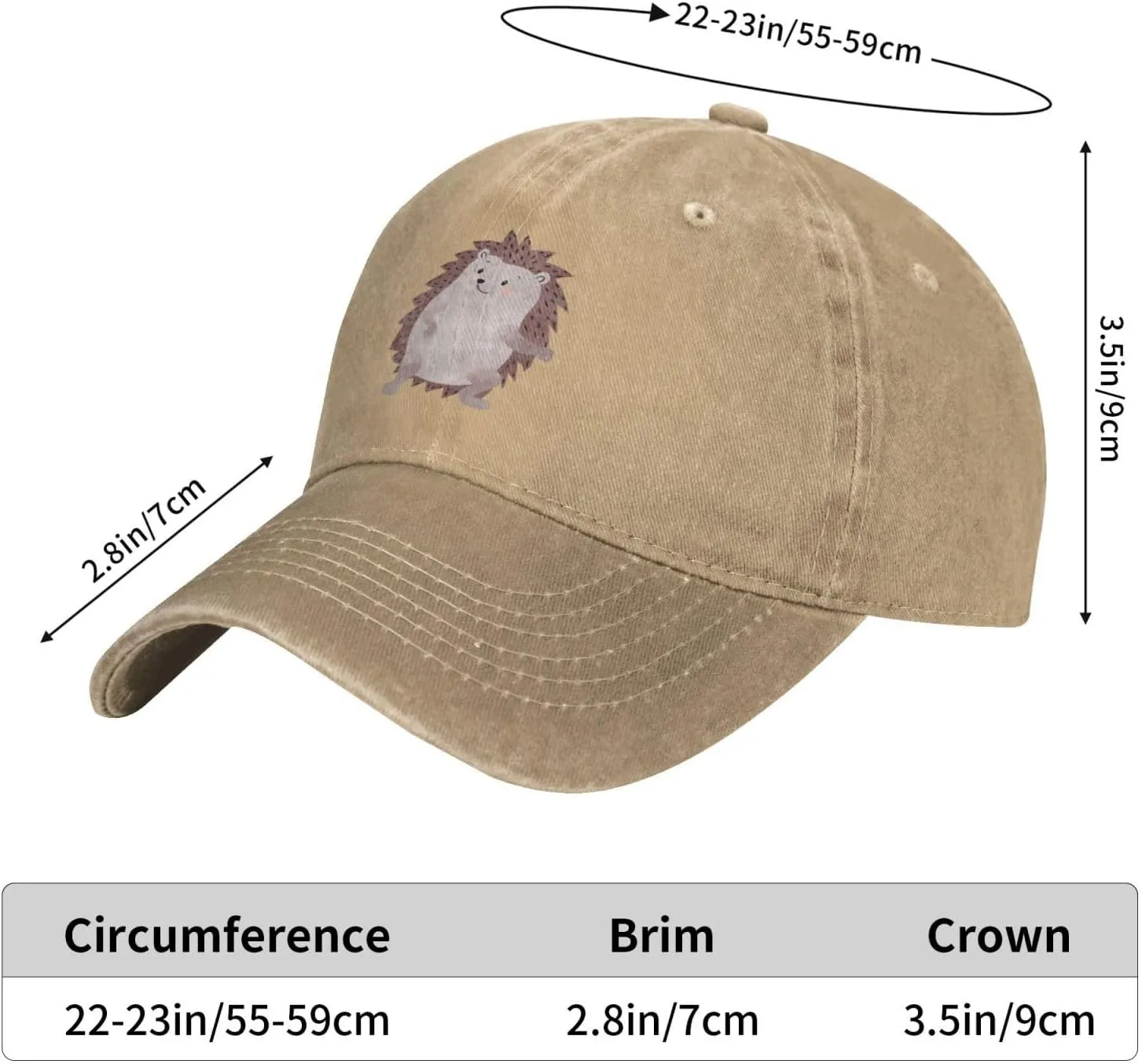 Cute Hedgehog Distressed Adjustable Washed Denim Mens Dad Trucker Hat Baseball Ball Cap for Men