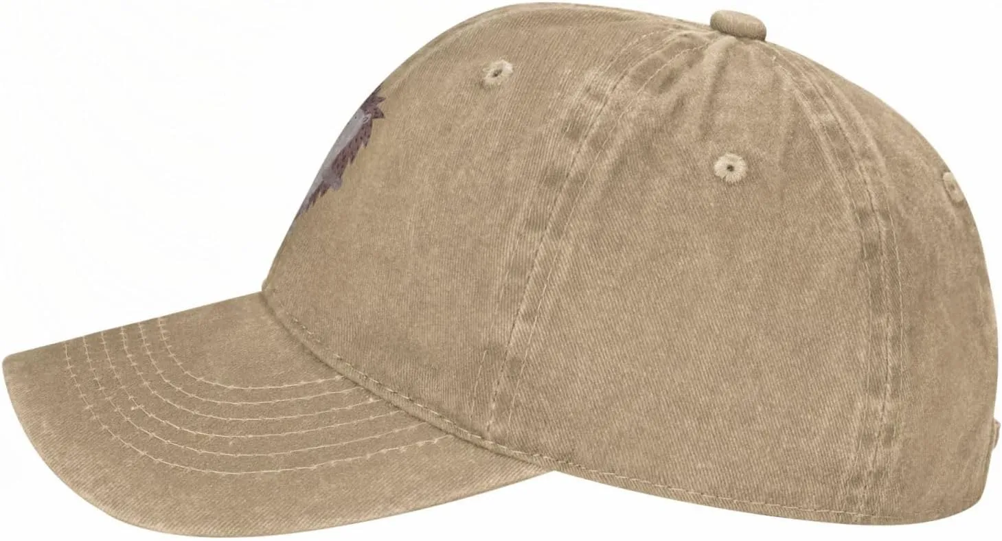 Cute Hedgehog Distressed Adjustable Washed Denim Mens Dad Trucker Hat Baseball Ball Cap for Men