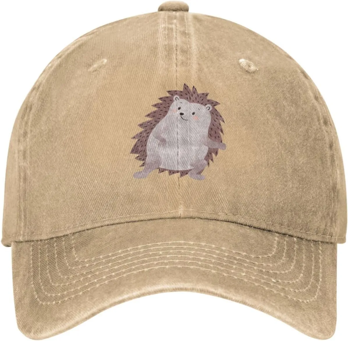 Cute Hedgehog Distressed Adjustable Washed Denim Mens Dad Trucker Hat Baseball Ball Cap for Men