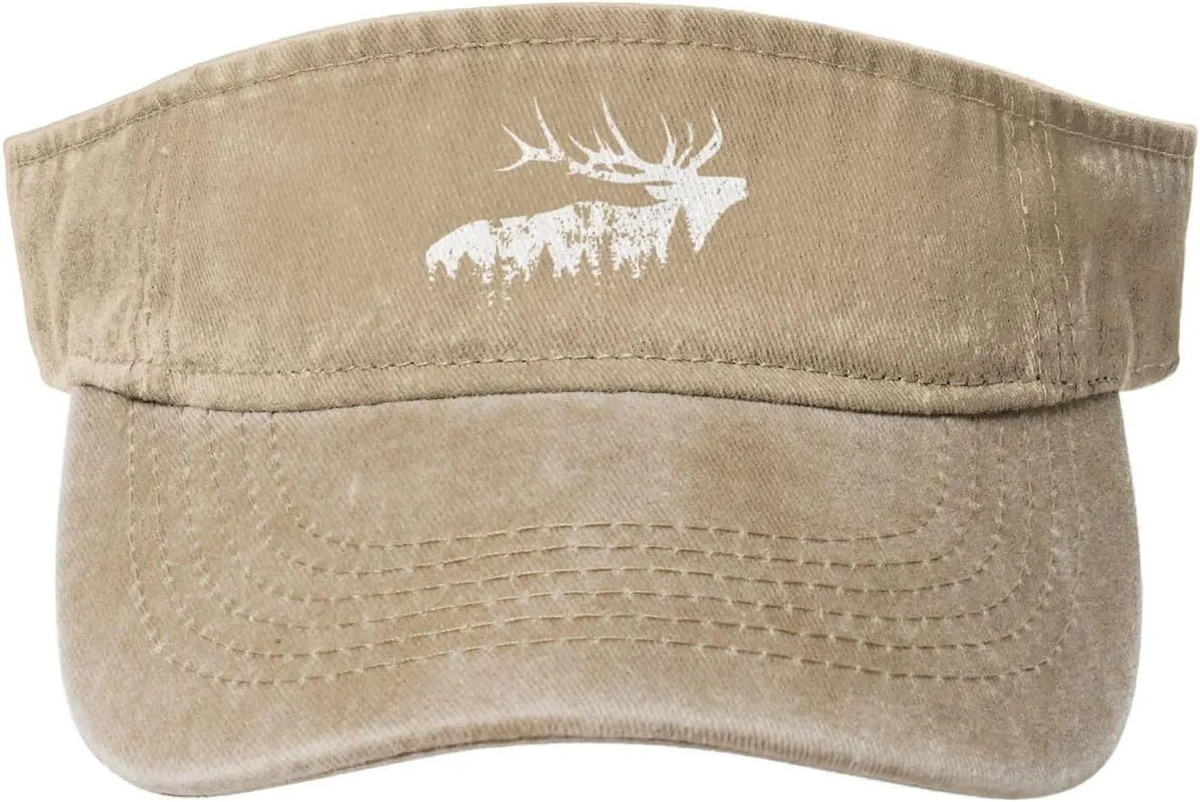 Elk and Forest,Wilderness Sport Sun Visor Hats Cotton Ball Caps Empty Top Baseball Sun Cap for Men Women,Black
