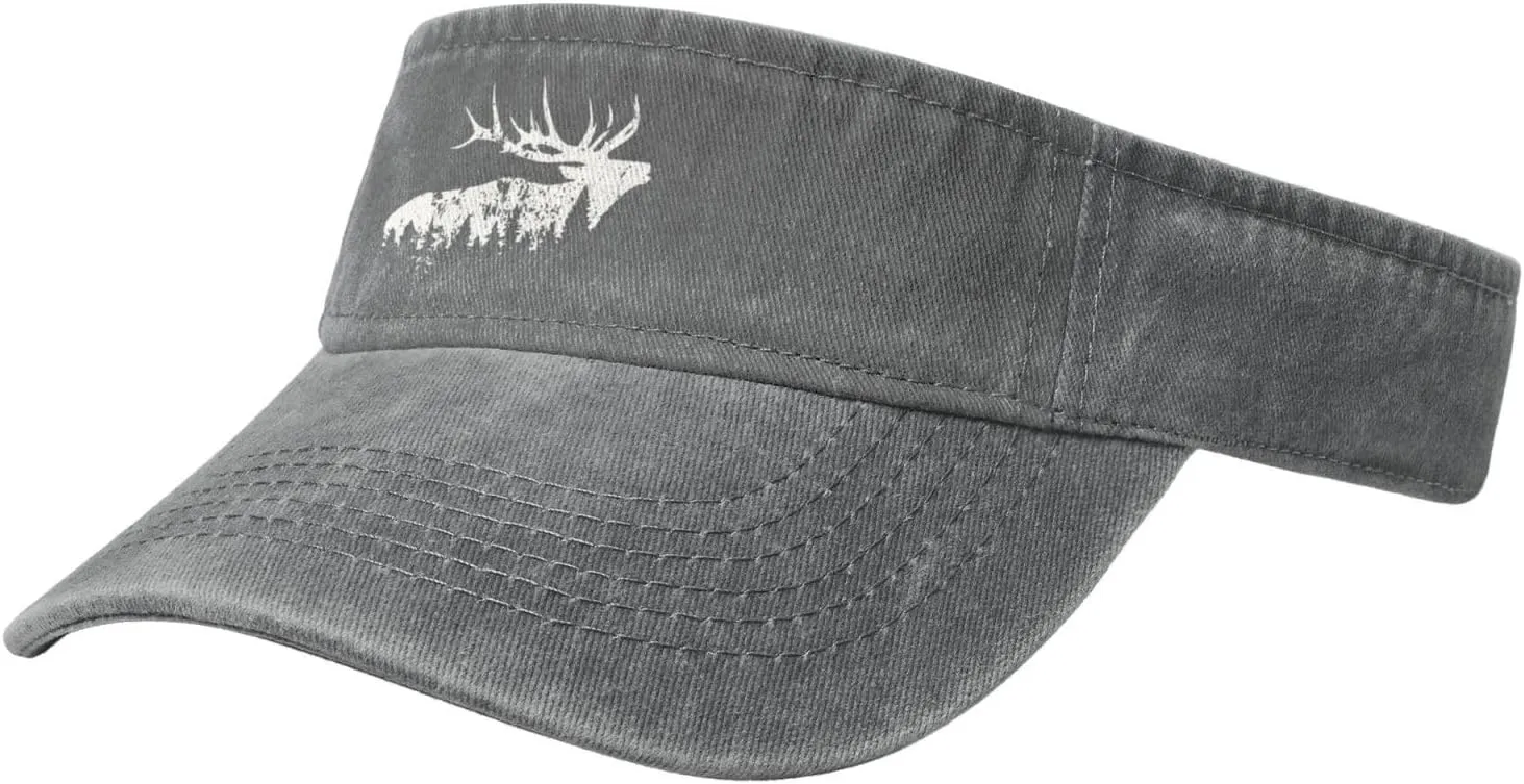 Elk and Forest,Wilderness Sport Sun Visor Hats Cotton Ball Caps Empty Top Baseball Sun Cap for Men Women,Black