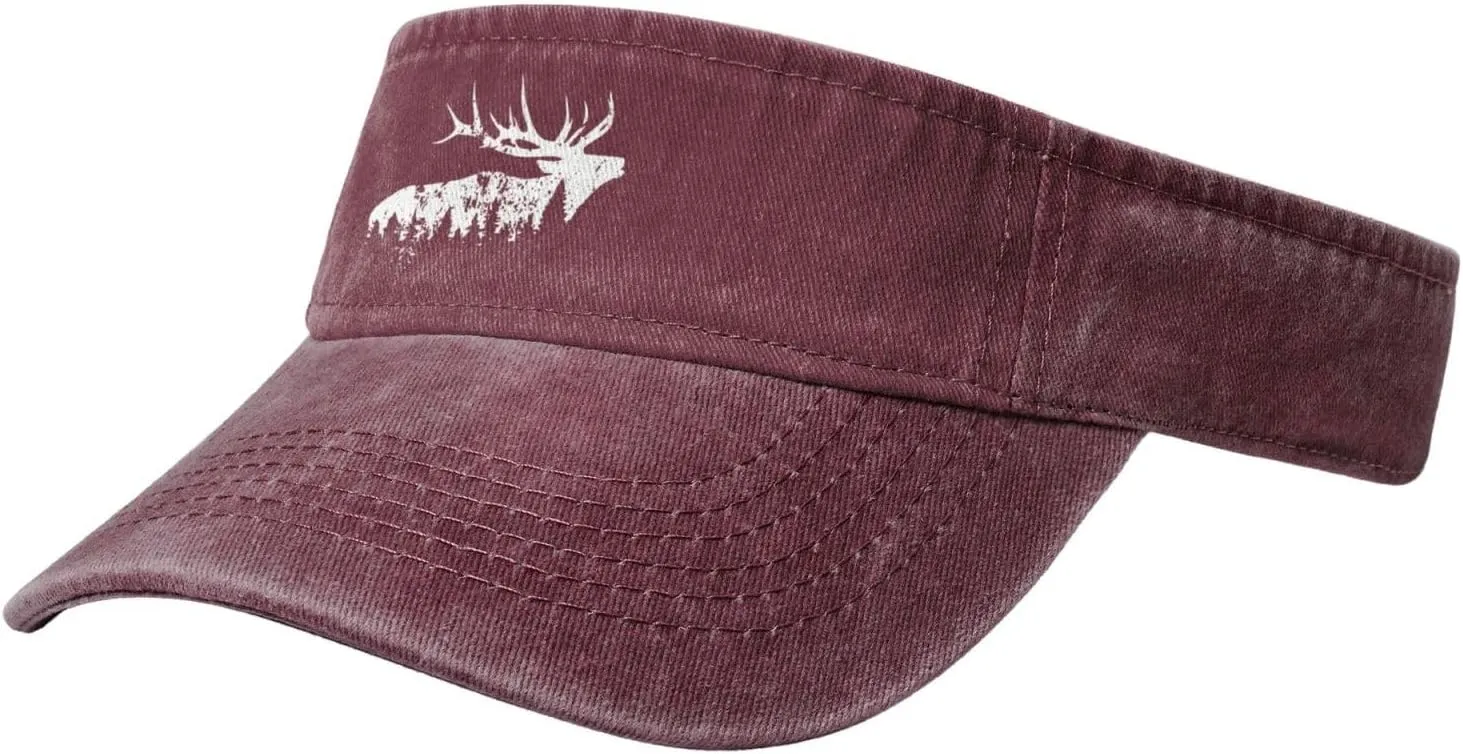 Elk and Forest,Wilderness Sport Sun Visor Hats Cotton Ball Caps Empty Top Baseball Sun Cap for Men Women,Black