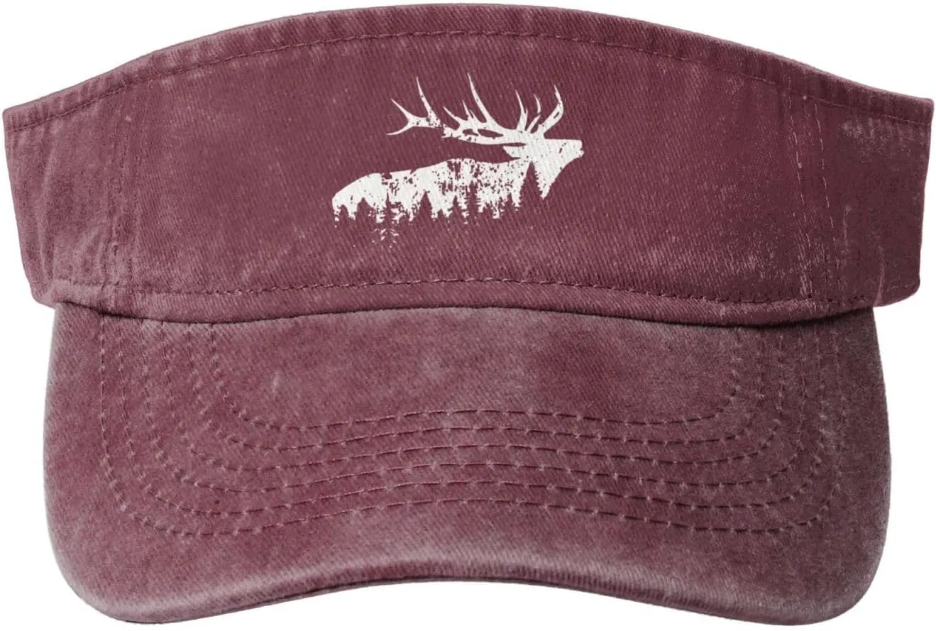 Elk and Forest,Wilderness Sport Sun Visor Hats Cotton Ball Caps Empty Top Baseball Sun Cap for Men Women,Black
