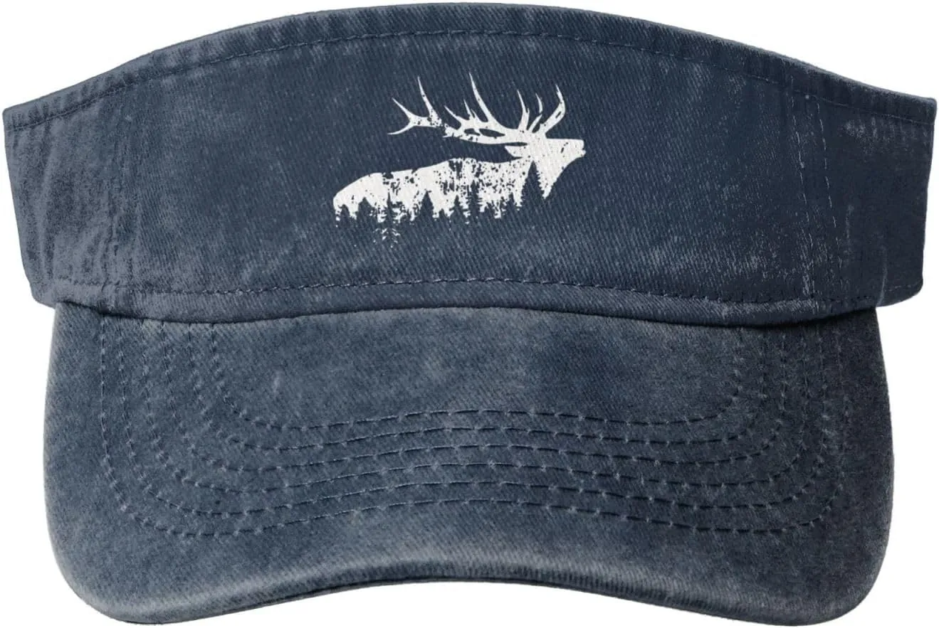Elk and Forest,Wilderness Sport Sun Visor Hats Cotton Ball Caps Empty Top Baseball Sun Cap for Men Women,Black