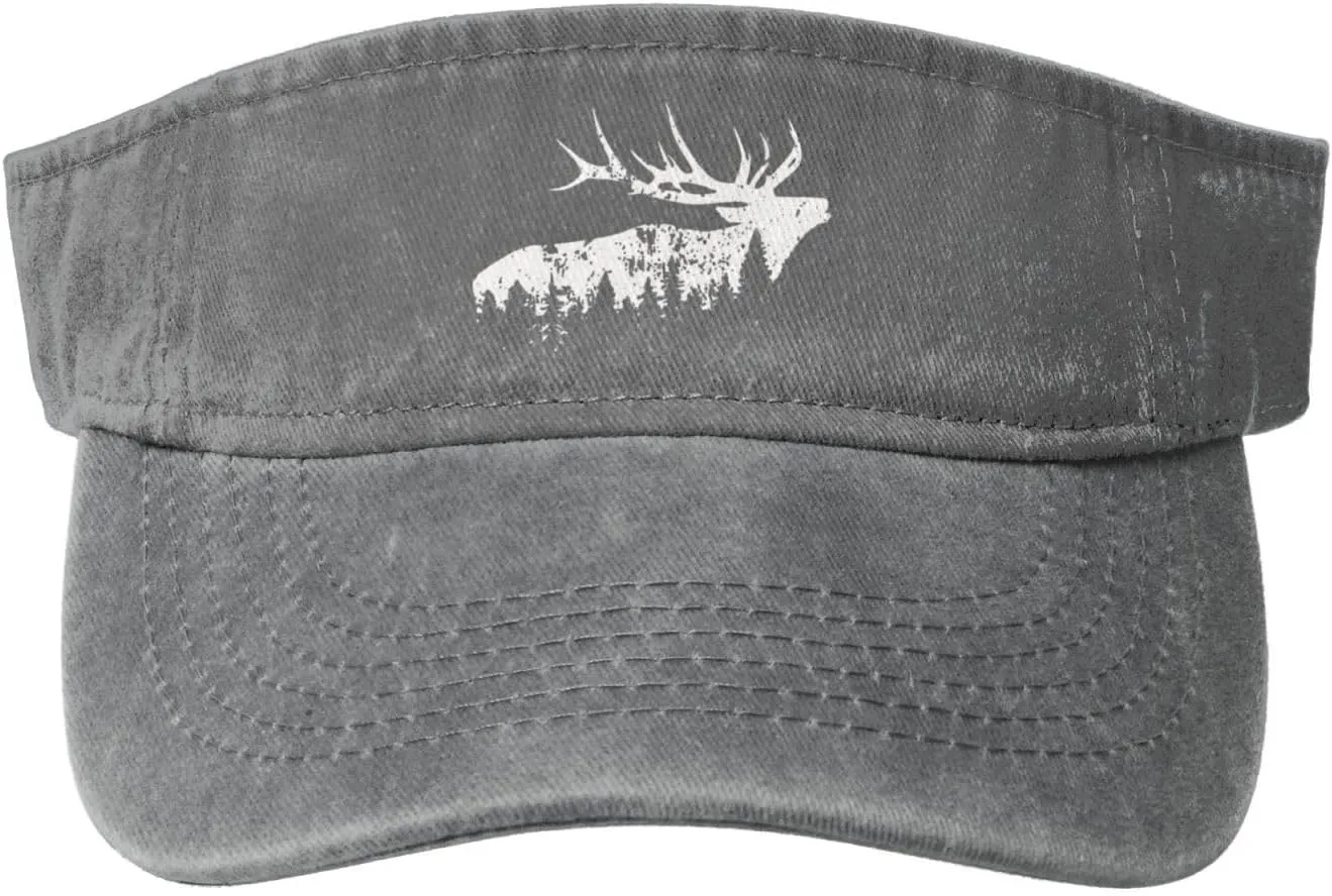 Elk and Forest,Wilderness Sport Sun Visor Hats Cotton Ball Caps Empty Top Baseball Sun Cap for Men Women,Black