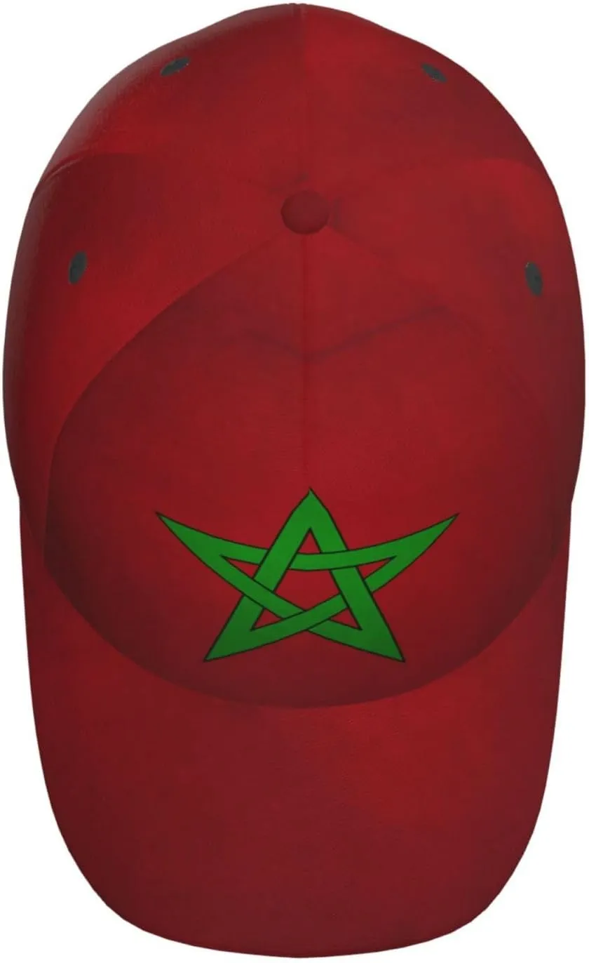 Funny Morocco Flag Flat Hat Morocco Baseball Hat for Women Men Sun Hat Funny Hats
