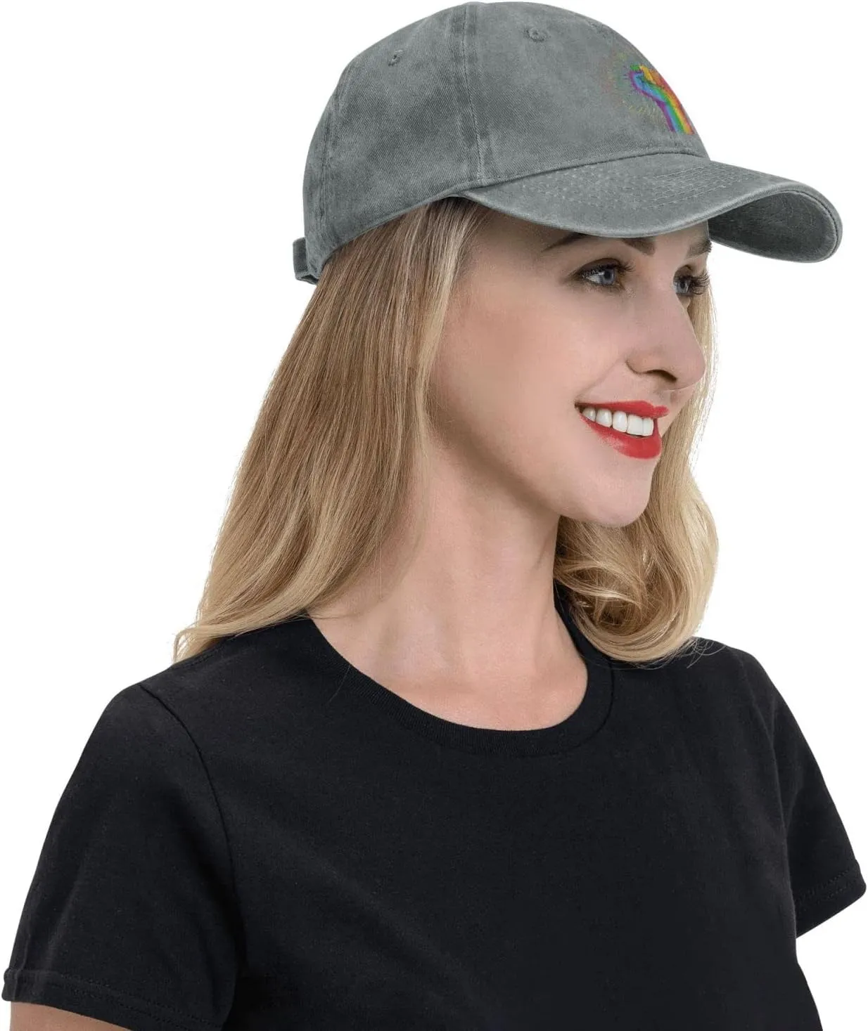 Gay Pride LGBT Concept Distressed Adjustable Washed Denim Mens Dad Trucker Hat Baseball Ball Cap for Men