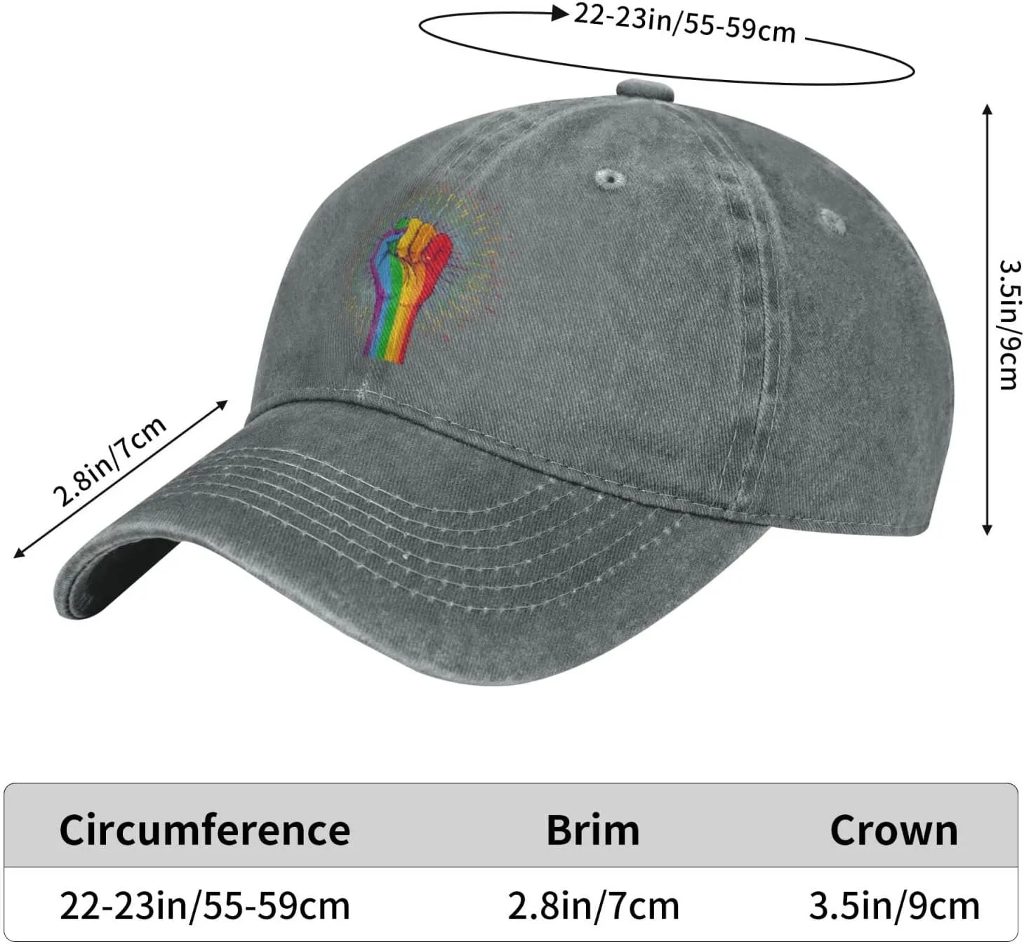 Gay Pride LGBT Concept Distressed Adjustable Washed Denim Mens Dad Trucker Hat Baseball Ball Cap for Men
