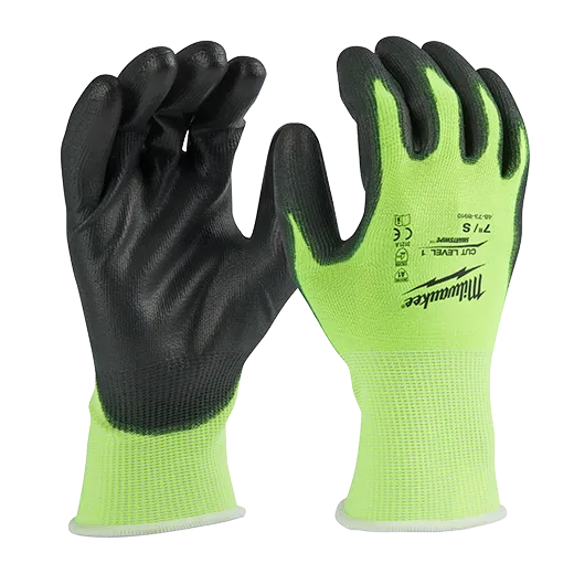General Purpose Gloves - Milwaukee® High Visibility Cut Level 1 Polyurethane Dipped Gloves, 48-73-891