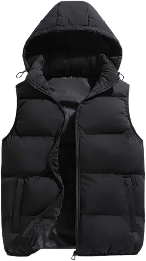 Gihuo Men's Hooded Puffer Vest Sleeveless Zip Up Padded Jackets Coat Lightweight Quilted Gilet with Pockets