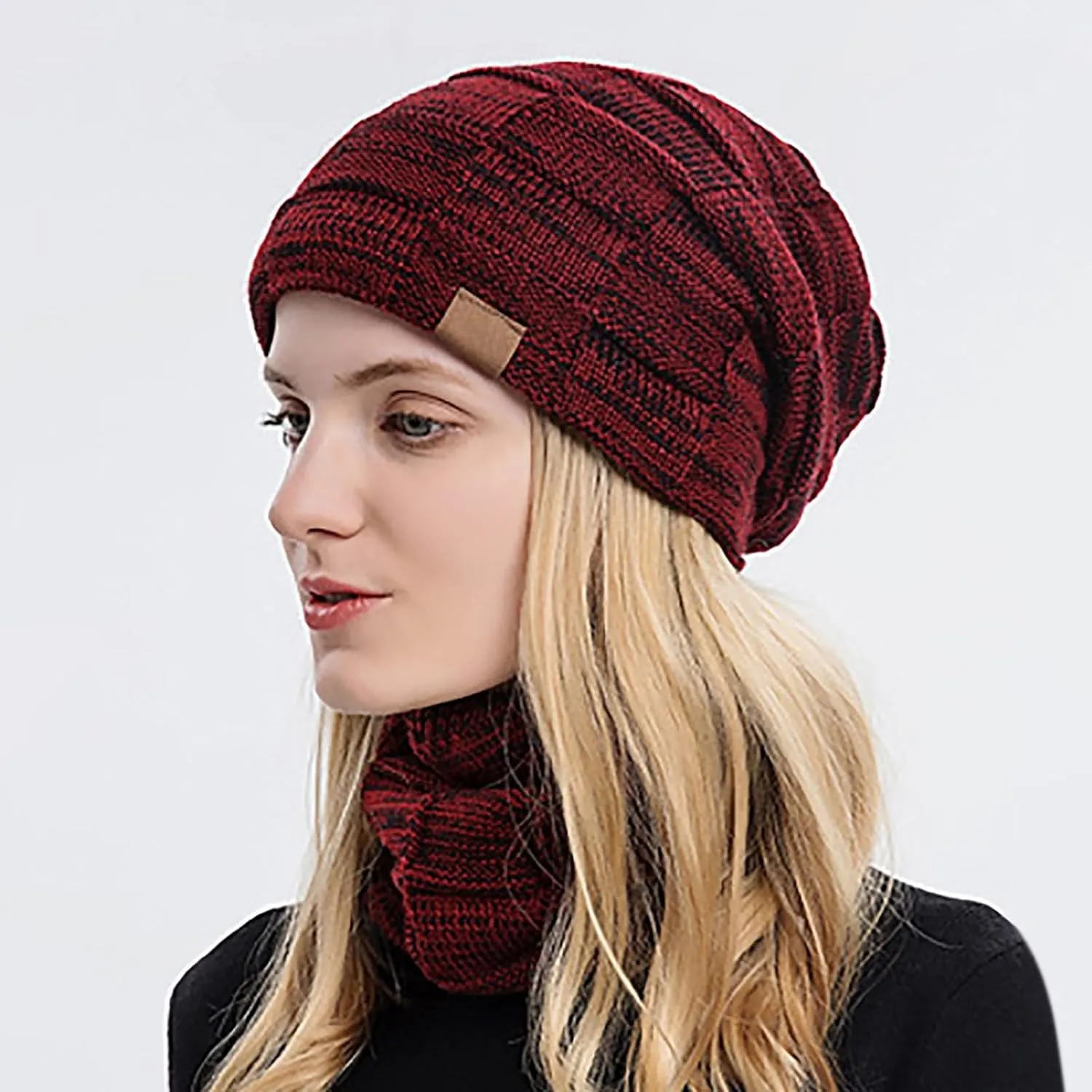 Gloves Scarf Set Women Two Piece Winter Warm Neck Woolen Hat Suit Scarf Gloves Hat Women