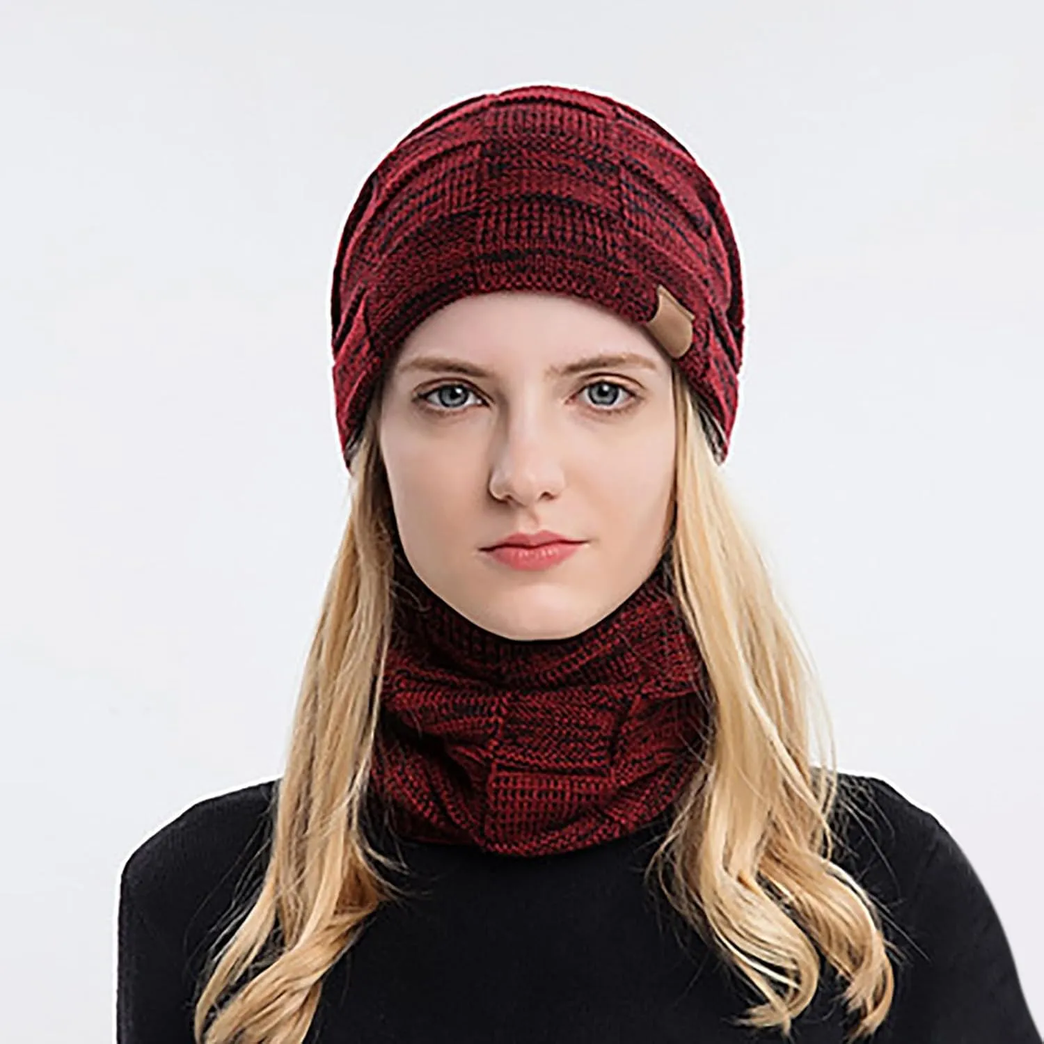 Gloves Scarf Set Women Two Piece Winter Warm Neck Woolen Hat Suit Scarf Gloves Hat Women