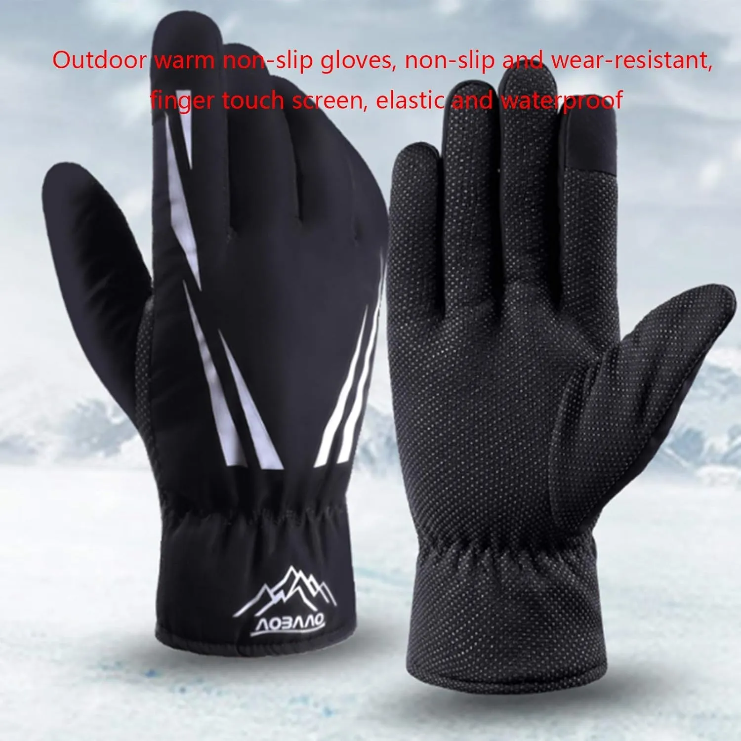 Gloves Winter Gloves Touch Screen Gloves Light Rainproof Windproof Gloves Warm Non-Slip Gloves (Color : Black)