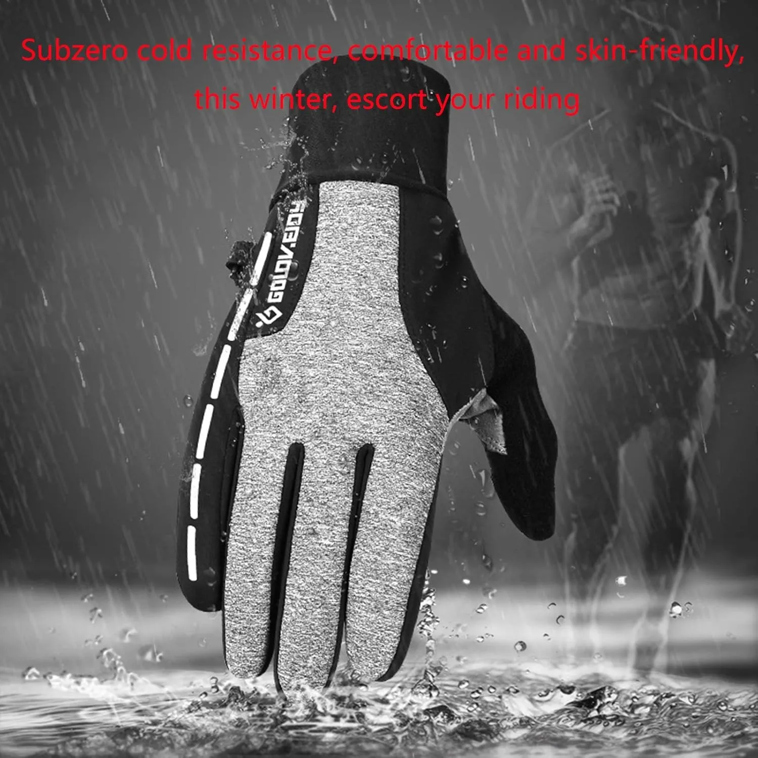 Gloves Winter Touch Screen Gloves Non-Slip Warm Gloves Suitable for Driving, Running, Skiing and Cycling (Color : Grey)