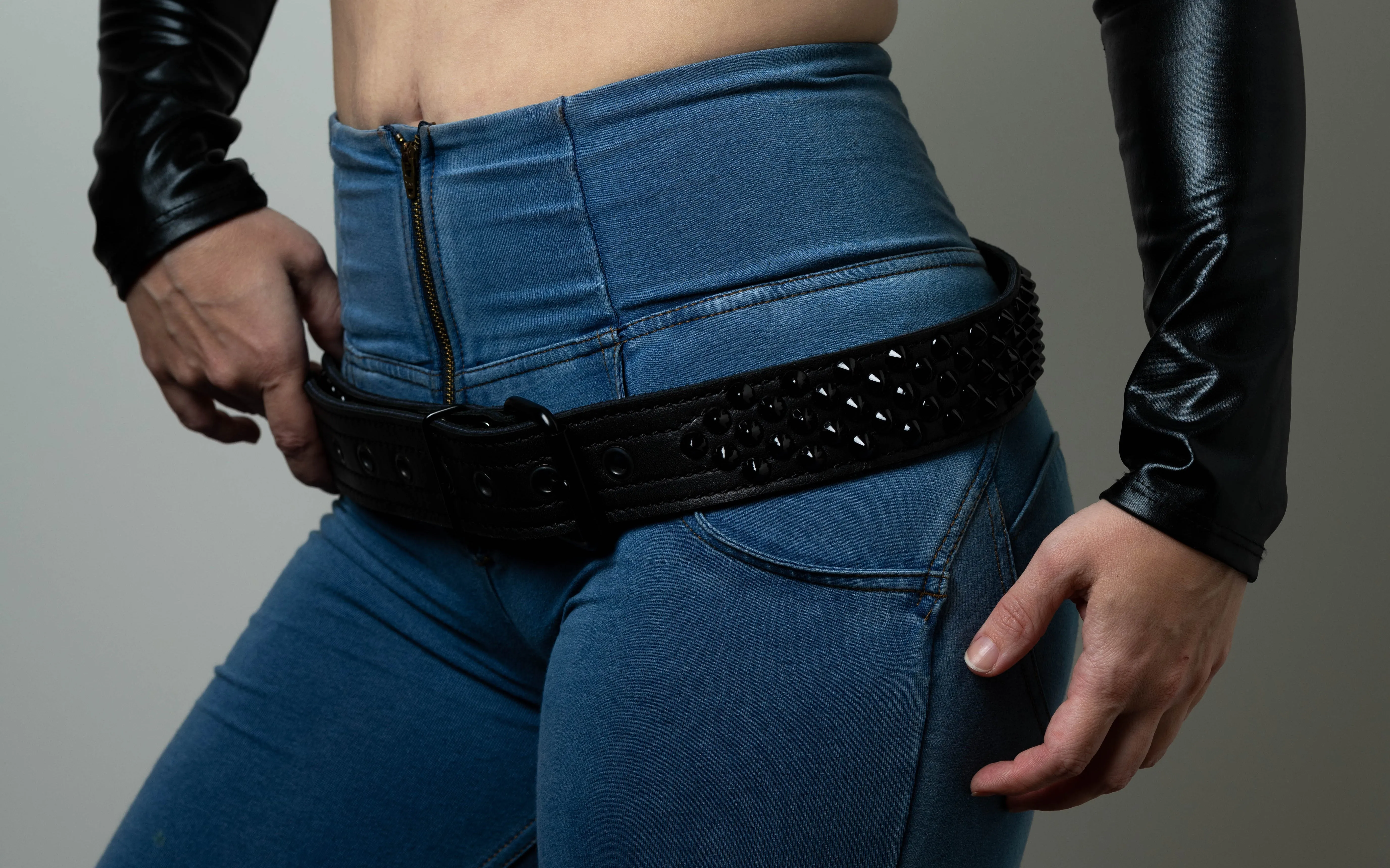 Henriksen Black On Black Cone Studded Belt